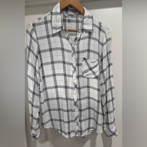 White and Black Plaid button up Shirt
